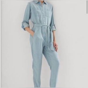 Polo Ralph Lauren Jumpsuit Chambray Denim Long Sleeve Light Blue Women Sz 0 $225